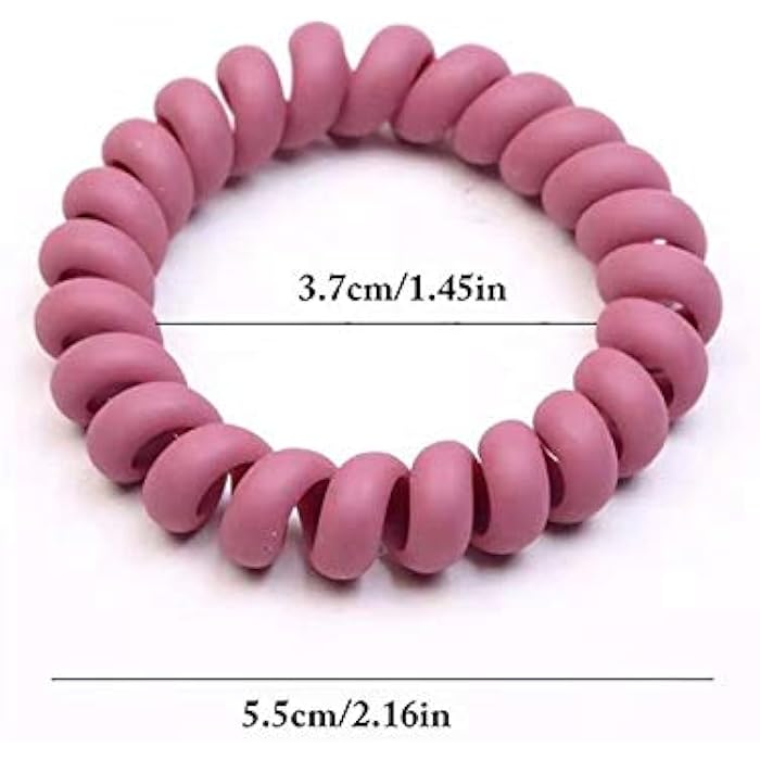 SIADEE 10 Piece Spiral Hair Ties For Thick Hair , Coil elastics Hair Ties, Multicolor Medium Spiral Hair Ties,No Crease Hair Coils, Telephone Cord Plastic Hair Ties For Women And Girls (Matte color) - Image 2